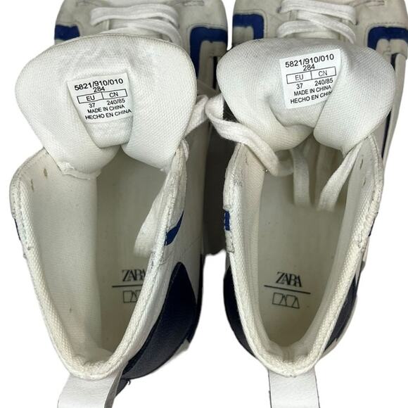 ZARA Blue & White High Top Ankle Tennis Shoes SZ 37 - Picture 11 of 12